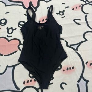 Prada Triangle Logo Padded Black One-Piece Swimsuit